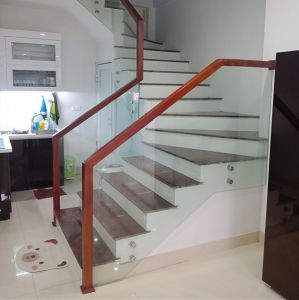 Cầu thang kính bắt Pad cốn thang - CT005