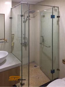 Vách kính phòng tắm bản lề 90 hiện đại VKT005